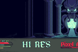 draw hi res pixel art scene