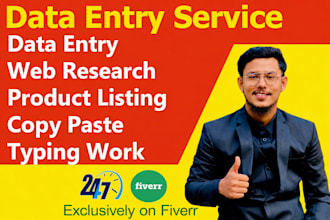 do data entry, copy paste, typing, pdf to excel, email leads, and data scraping