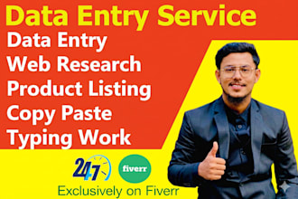 do data entry, copy paste, typing, pdf to excel, product upload, email leads