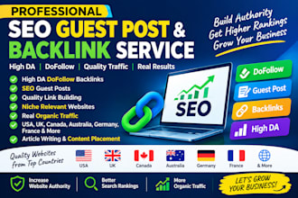 provide the best high da  backlinks  seo  guest post