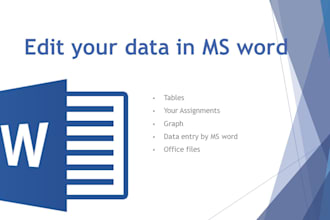enter your data in ms word, data entry, tables, graph