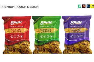 do premium food pouch design, label design, box design, and product packaging