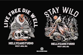 create handrawn skull skeleton surf tshirt illustration