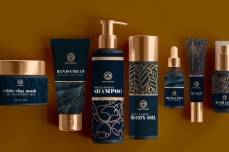 design luxurious cosmetic labels and elegant packaging
