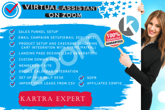 help you with kartra setup and sales funnels on zoom