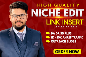 provide niche edit blogger outreach dofollow SEO backlinks