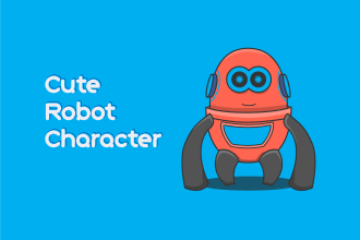 draw cute robot character or mascot character