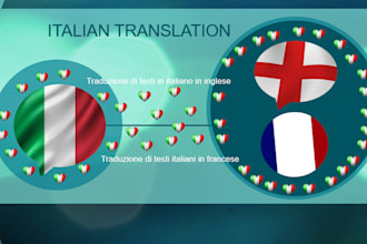 traduzione di testi italiani in francese e in inglese