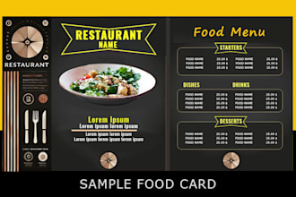 create designs for restaurant menus, food flyers, and posters