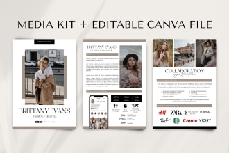 design a beautiful influencer media kit, speaker sheet, rate card