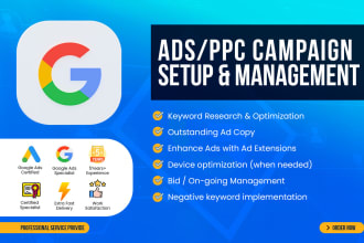 setup and manage google search ads ppc adwords campaigns perfectly