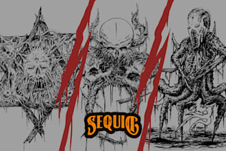 draw detailed amazing illustrations, dark art, horror etc