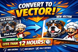 convert to vector,vectorize graphic design in 12 hours