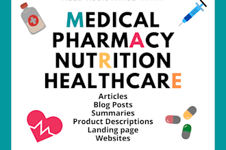 write medical nursing pharmacy articles blogs papers