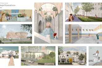 do architecture post digital collage illustration that fits
