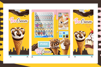 design ice cream and snack vending machine wrap