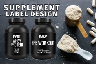 create supplement label design, product label, bottle label design