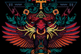 make a custom psychedelic illustration and merch
