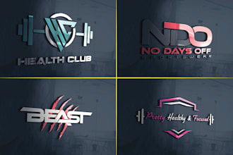 do modern 2d 3d fitness gym sports monogram wellness clothing brand logo design