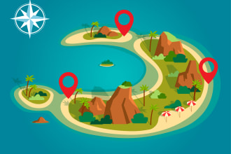 create a vector cartoon or flat style map