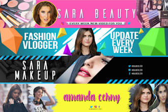 make eye catchy youtube channel art and thumbnail for girl specially