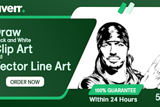 draw black and white clip art and vector line art your image