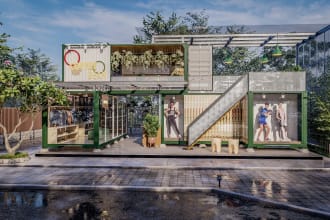 create realistic interior exterior architectural renderings and container homes