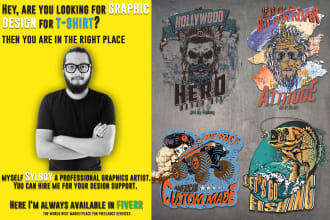 do awesome illustrated retro vintage logo for t shirt design