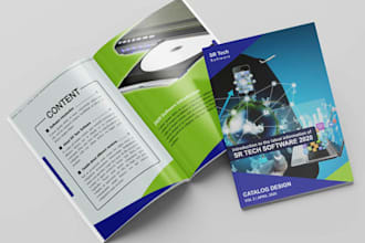 design multipage catalog, brochure, booklet, magazine report and sale sheet