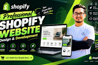 do shopify website design, create shopify store, or shopify dropshipping store