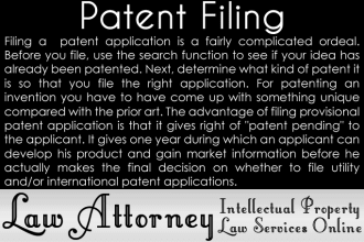 assist patent filing, registration and prosecution
