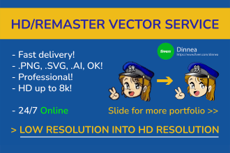vectorise, remaster, tracing any image or logo to HD quality