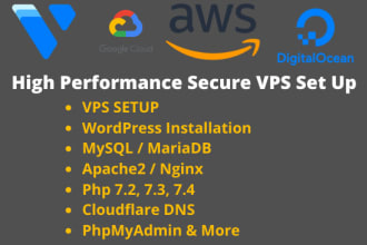 setup vps server on digitalocean, linode, AWS, vultr and gcp