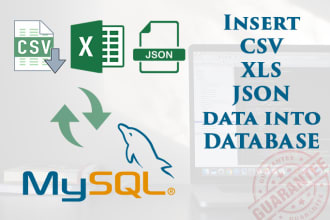 import excel, CSV, json into mysql database