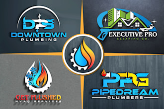 design plumbing heating hvac air condition and cleaning logo