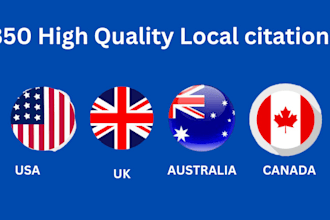 do top 350 seo local citation, directories submission for USA, UK, all countries