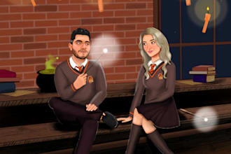 make harry potter theme portrait illustration