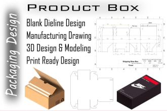 do dieline design with size, print ready design and 3d packaging design