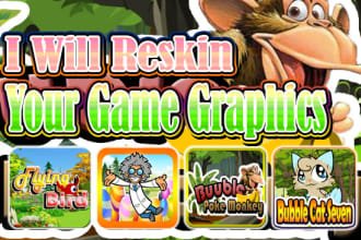 reskin app or game graphics, character, obstacle, etc