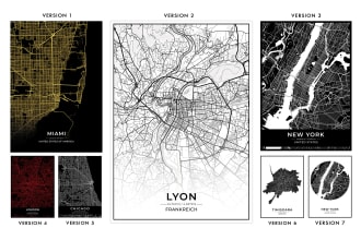 design any city or region wall map poster