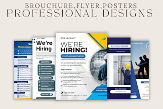 design job hiring flyers,recruitment posters,and business brochure