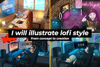draw lofi stream overlays, emotes for twitch or youtube