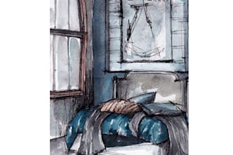 draw architectural sketches of shop and home interior views  with watercolor