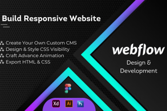 develop modern responsive webflow website, redesign figma to webflow website