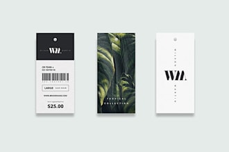 design a brand label, clothing tag, size label
