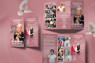 design obituary trifold, funeral trifold, event flyer in 6hrs