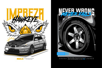 make an automotive vector car illustration tshirt