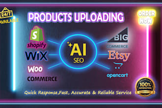 upload products to shopify, woocommerce, wix, etsy with ai SEO optimized listing