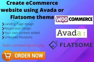 create ecommerce website using avada or flatsome theme with woocommerce