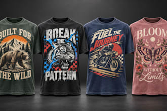 design detailed vintage retro t shirt artwork for apparel and merch